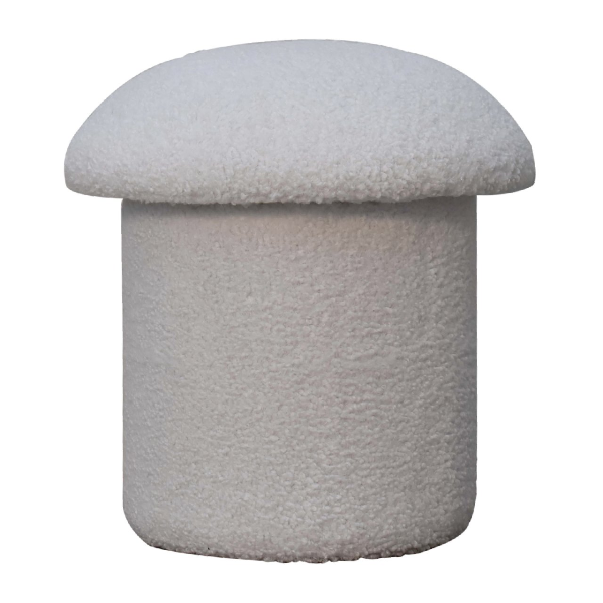 Solid Mango Wood White Boucle Mushroom Footstool - Image 2
