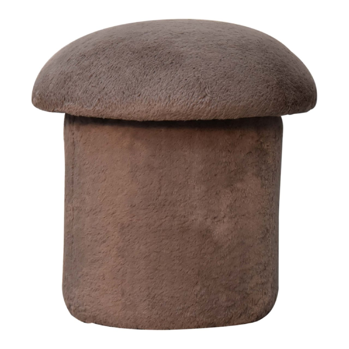 Solid Mango Wood Mocha Faux Fur Mushroom Footstool - Image 4