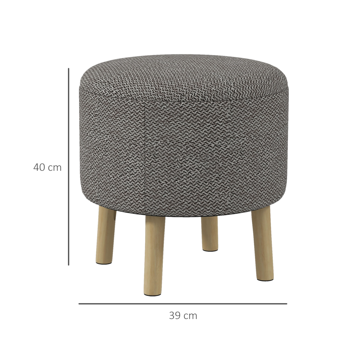 Storage Ottoman, Round Stool Chair with Cushioned Top, Hidden Space - Image 3