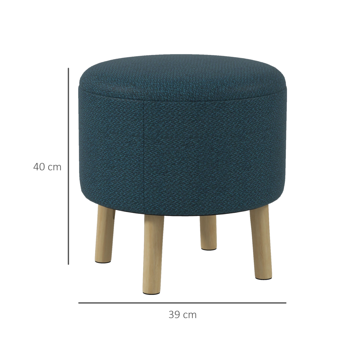 Storage Ottoman, Round Stool Chair with Cushioned Top, Hidden Space - Image 3