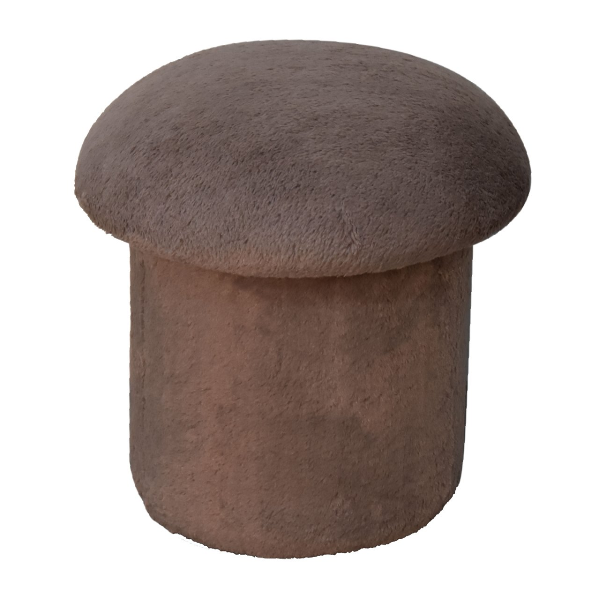 Solid Mango Wood Mocha Faux Fur Mushroom Footstool - Image 5