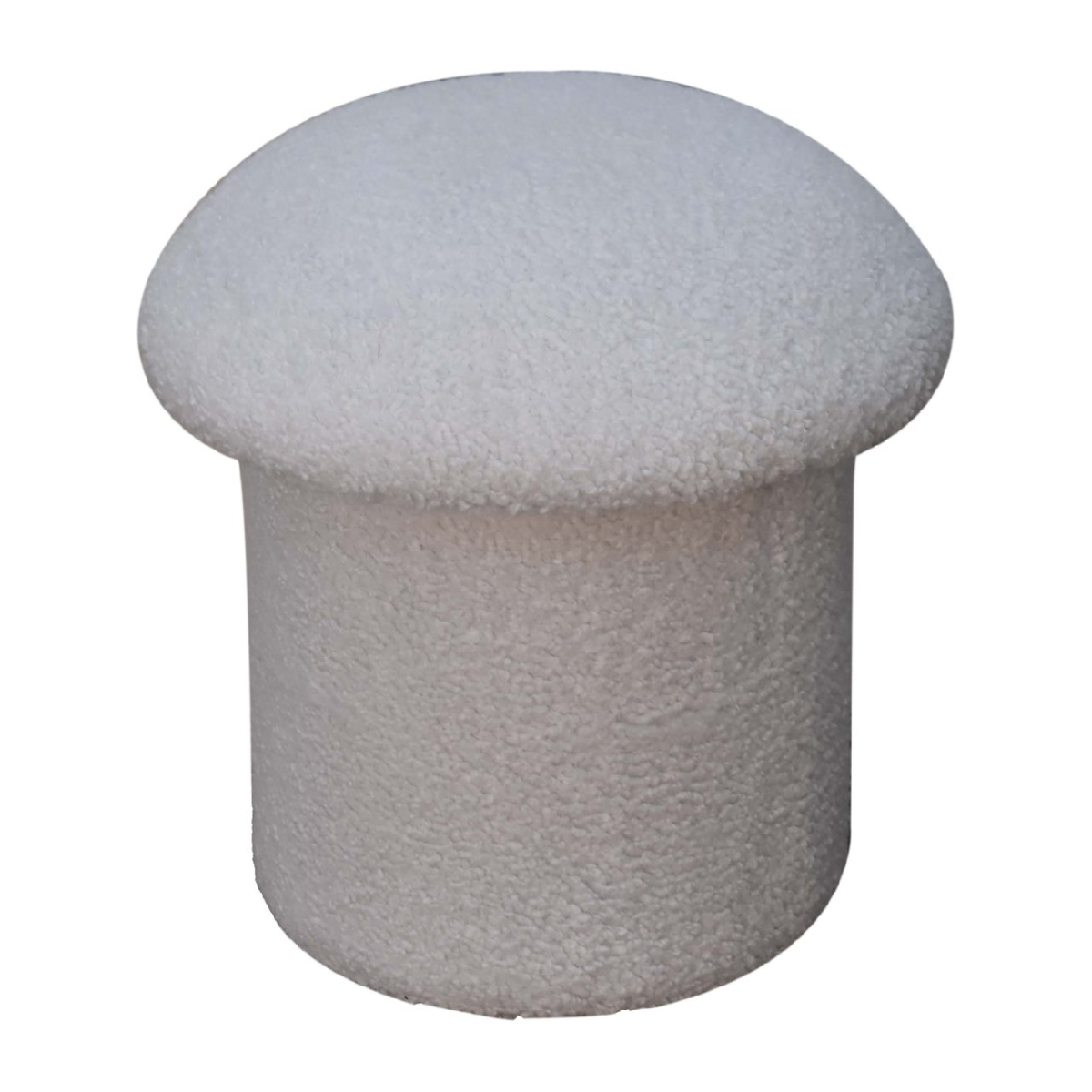 Solid Mango Wood White Boucle Mushroom Footstool - Image 5