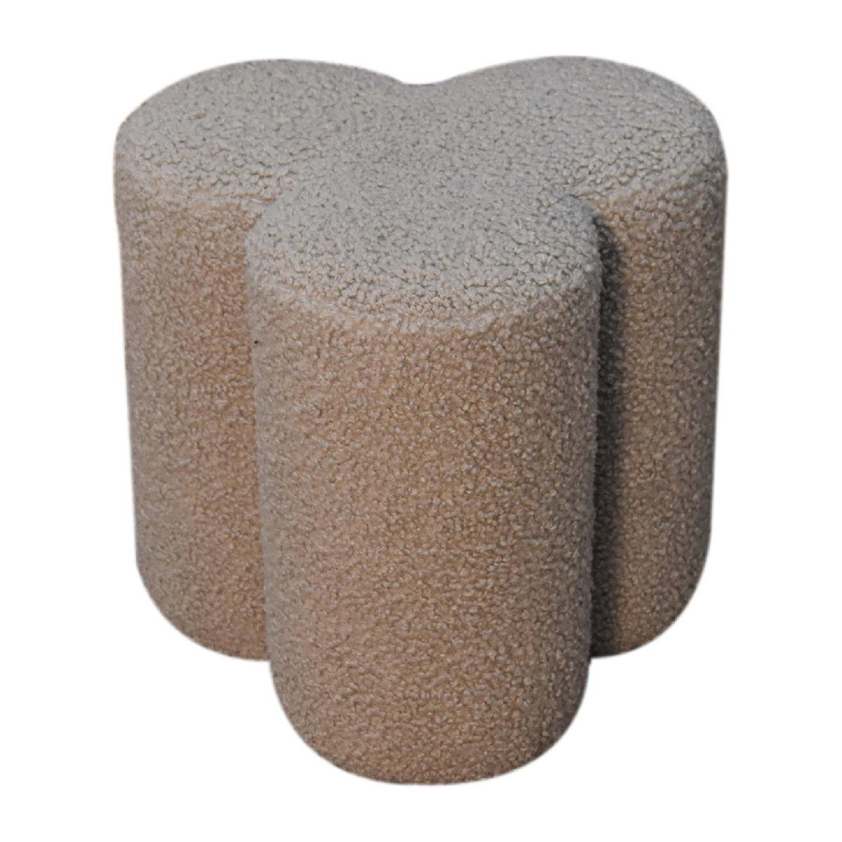 Solid Mango Wood Mud Boucle Clover Footstool - Image 6