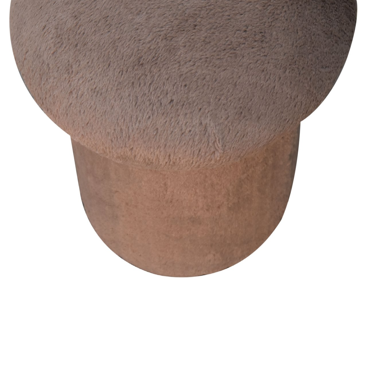 Solid Mango Wood Mocha Faux Fur Mushroom Footstool - Image 6