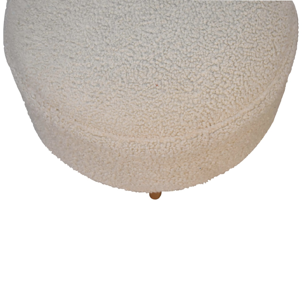 Solid Mango Wood Cream Boucle Rounded Footstool - Image 6