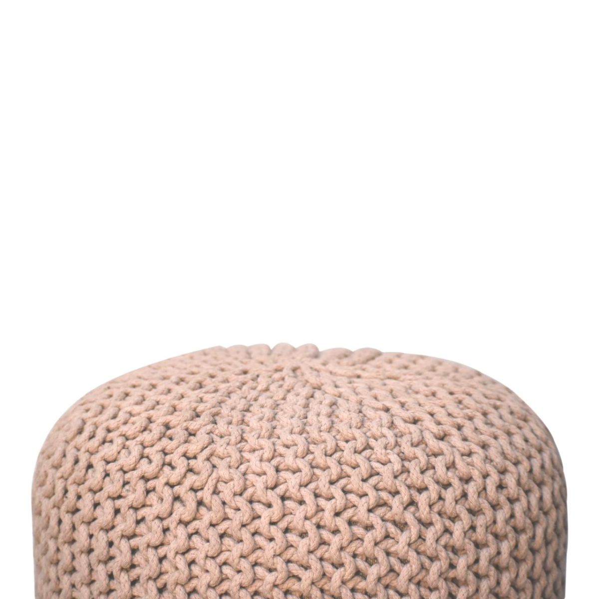 Solid Mango Wood Keeva Beige Round Footstool - Image 6