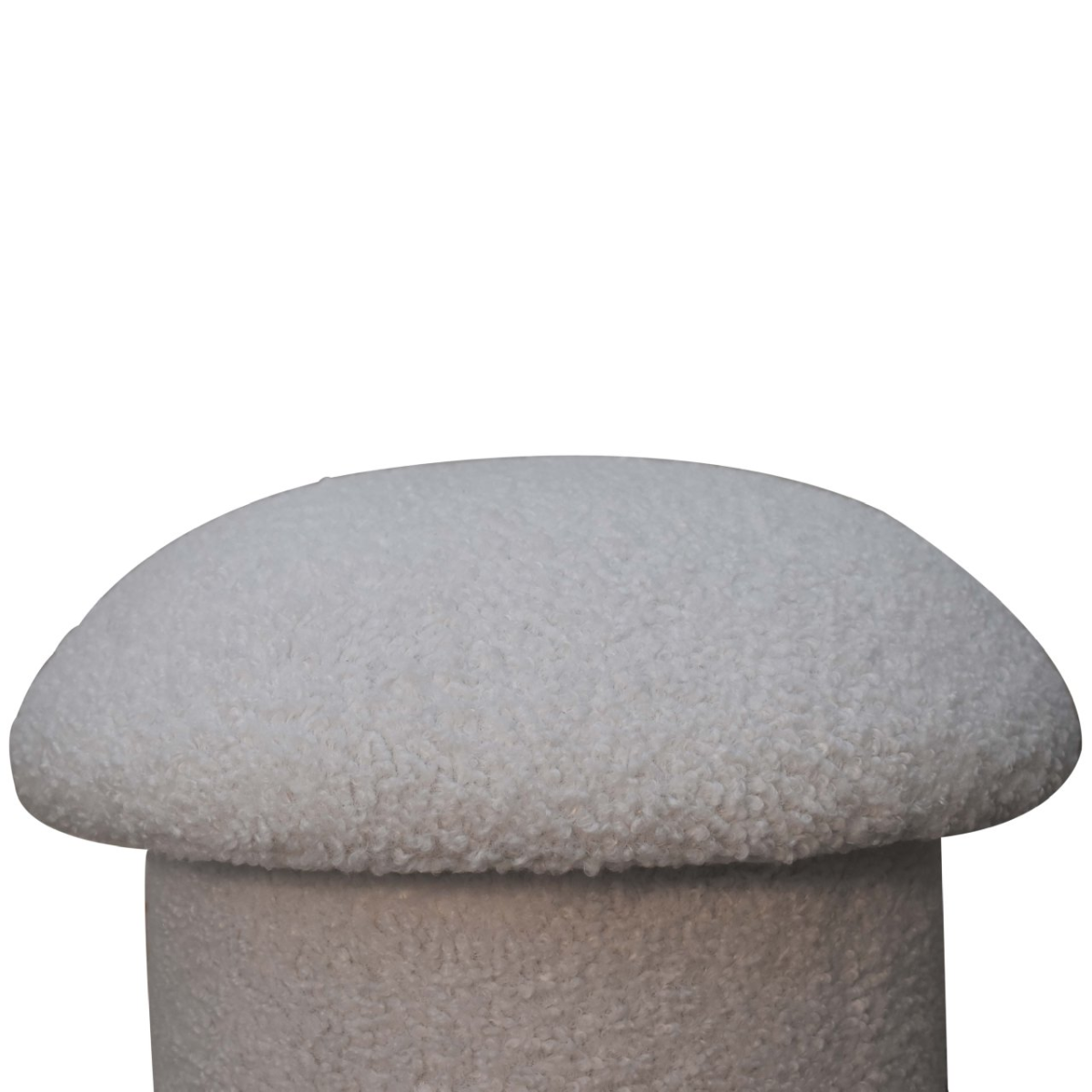 Solid Mango Wood White Boucle Mushroom Footstool - Image 6