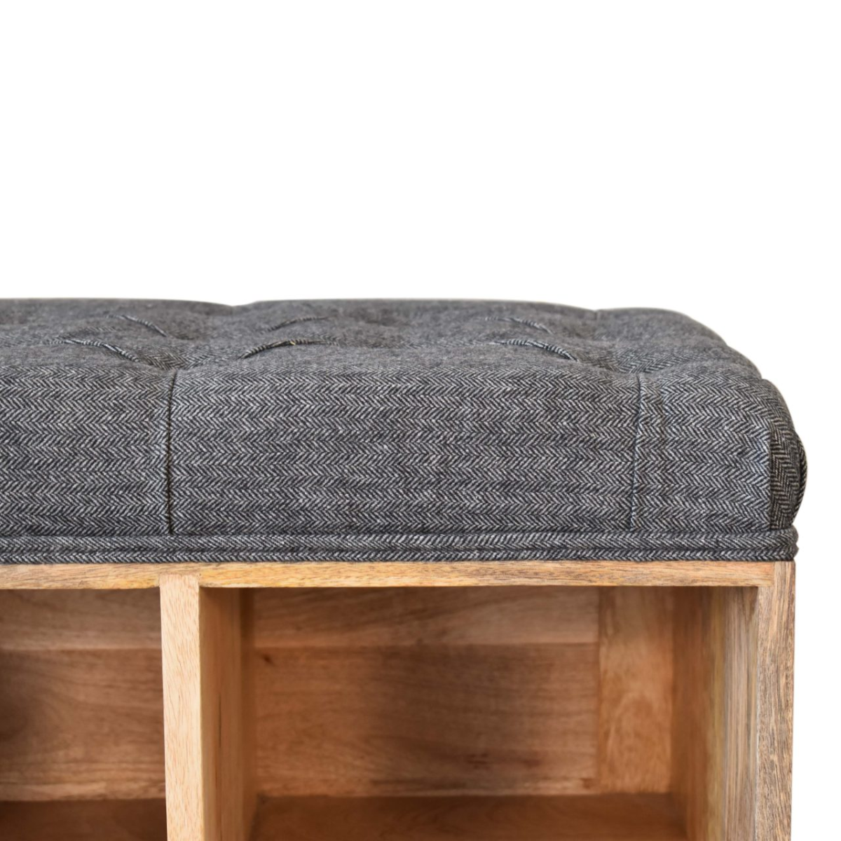 Solid Mango Wood Mini Black Shoe Storage Footstool - Image 6