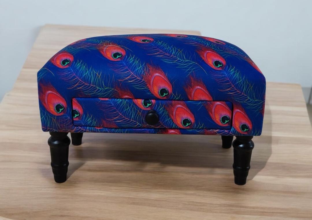 Feather Fabric Footstool With Drawer - Image 3