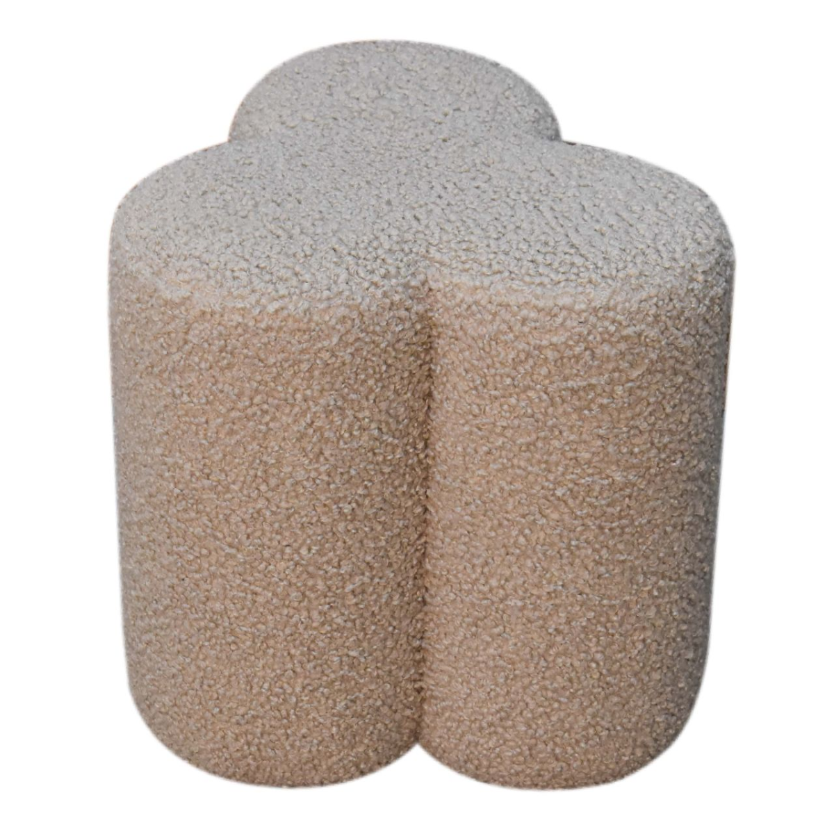 Solid Mango Wood Mud Boucle Clover Footstool - Image 7