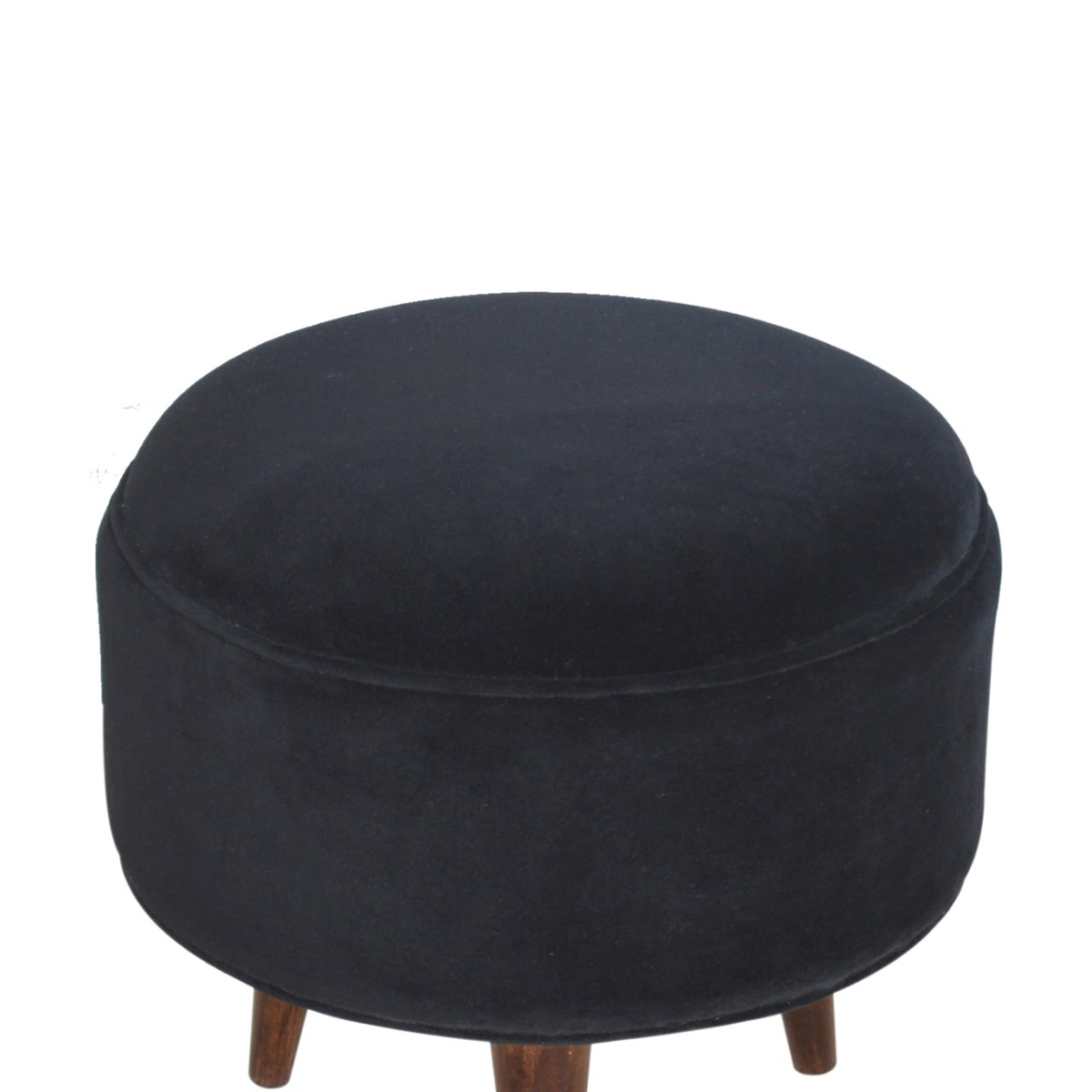 Solid Mango Wood Black Velvet Nordic Style Footstool - Image 7