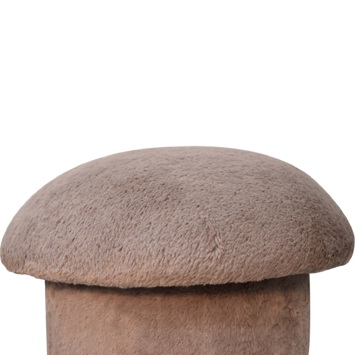 Solid Mango Wood Mocha Faux Fur Mushroom Footstool - Image 7