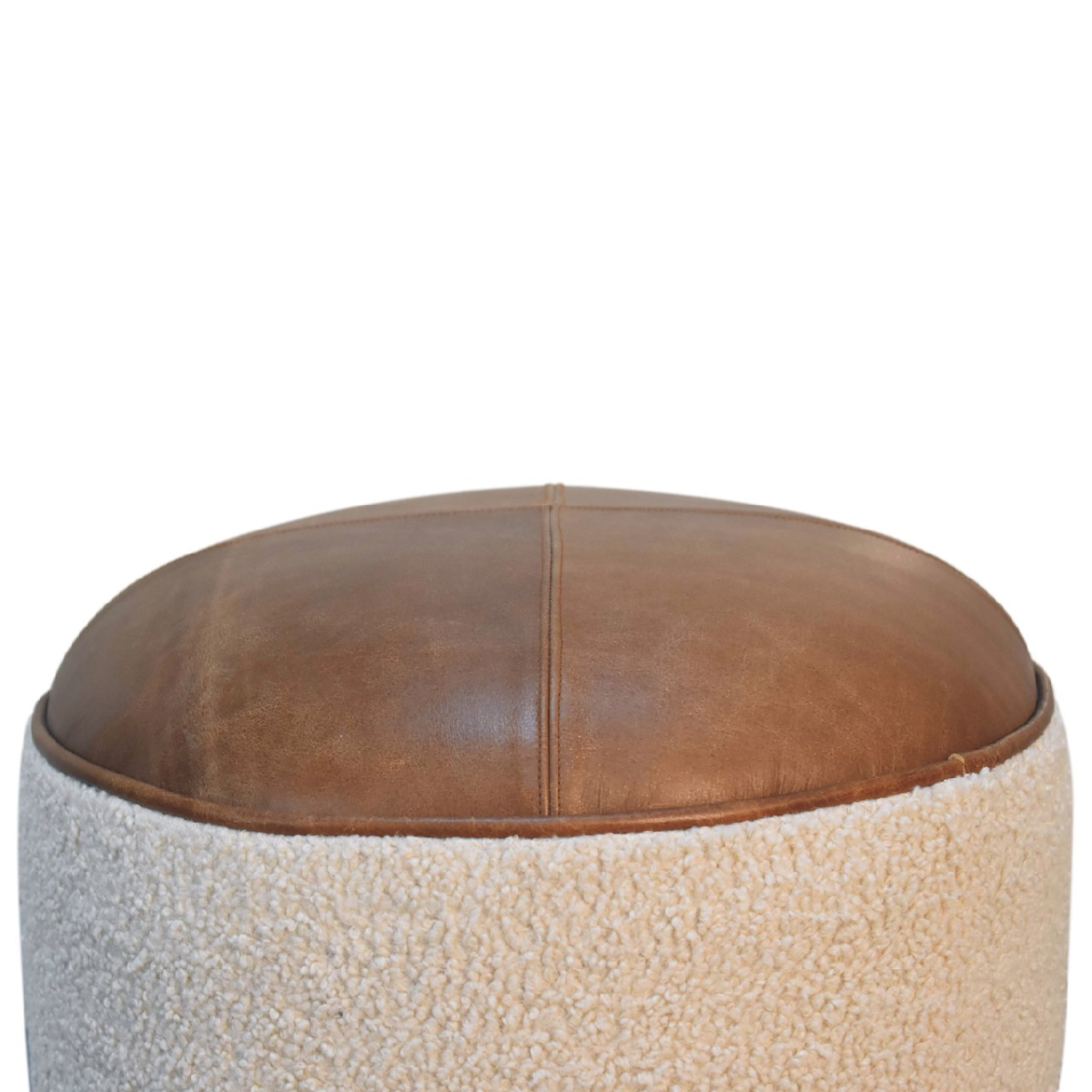 Solid Mango Wood Cream Boucle Buffalo Footstool - Image 7