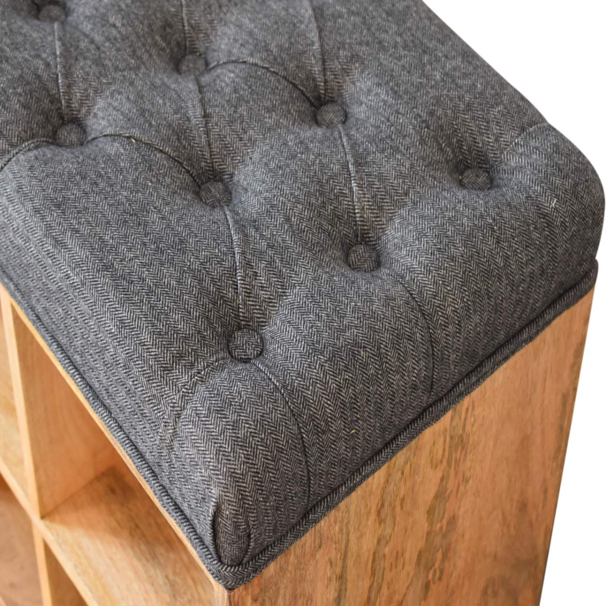 Solid Mango Wood Mini Black Shoe Storage Footstool - Image 7