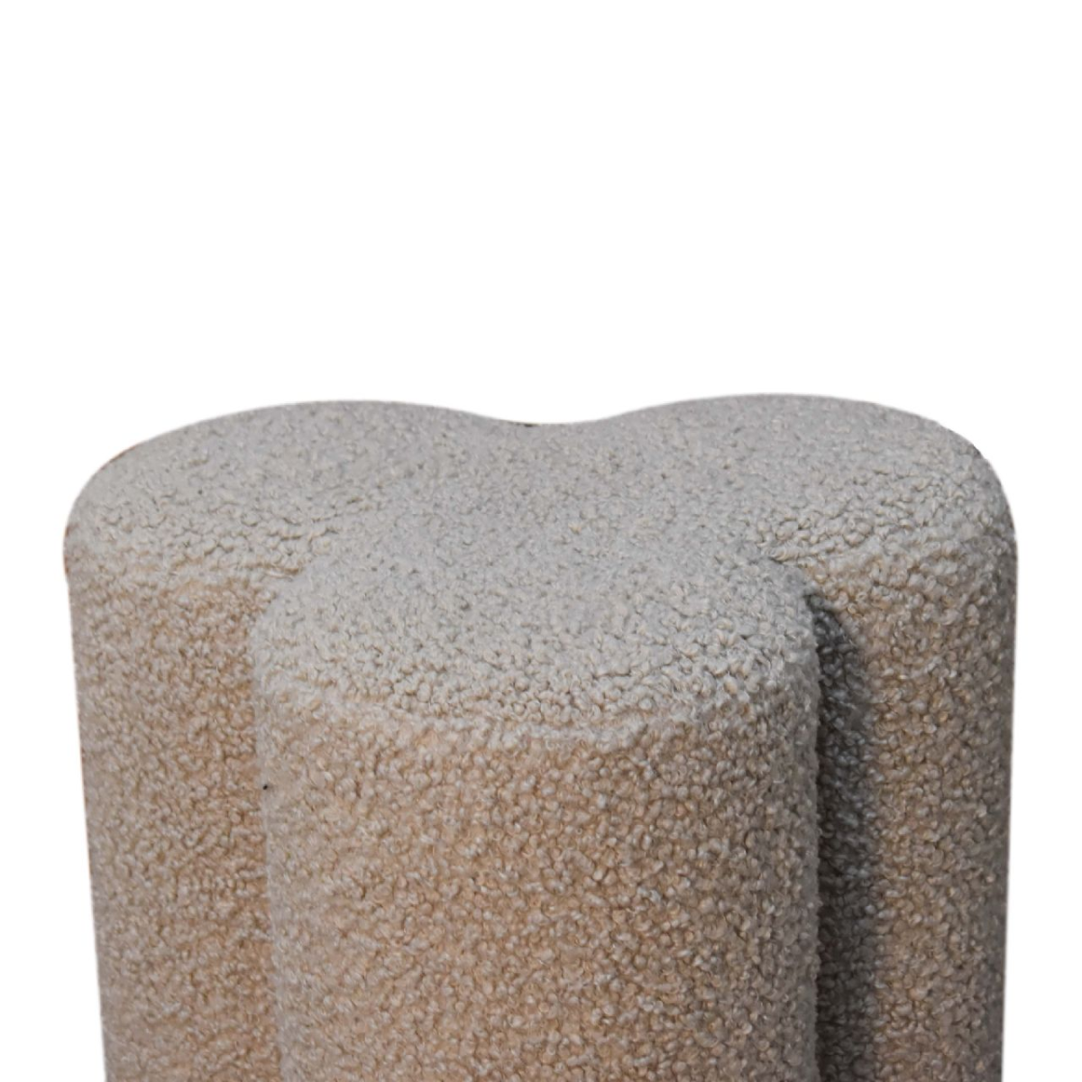 Solid Mango Wood Mud Boucle Clover Footstool - Image 8