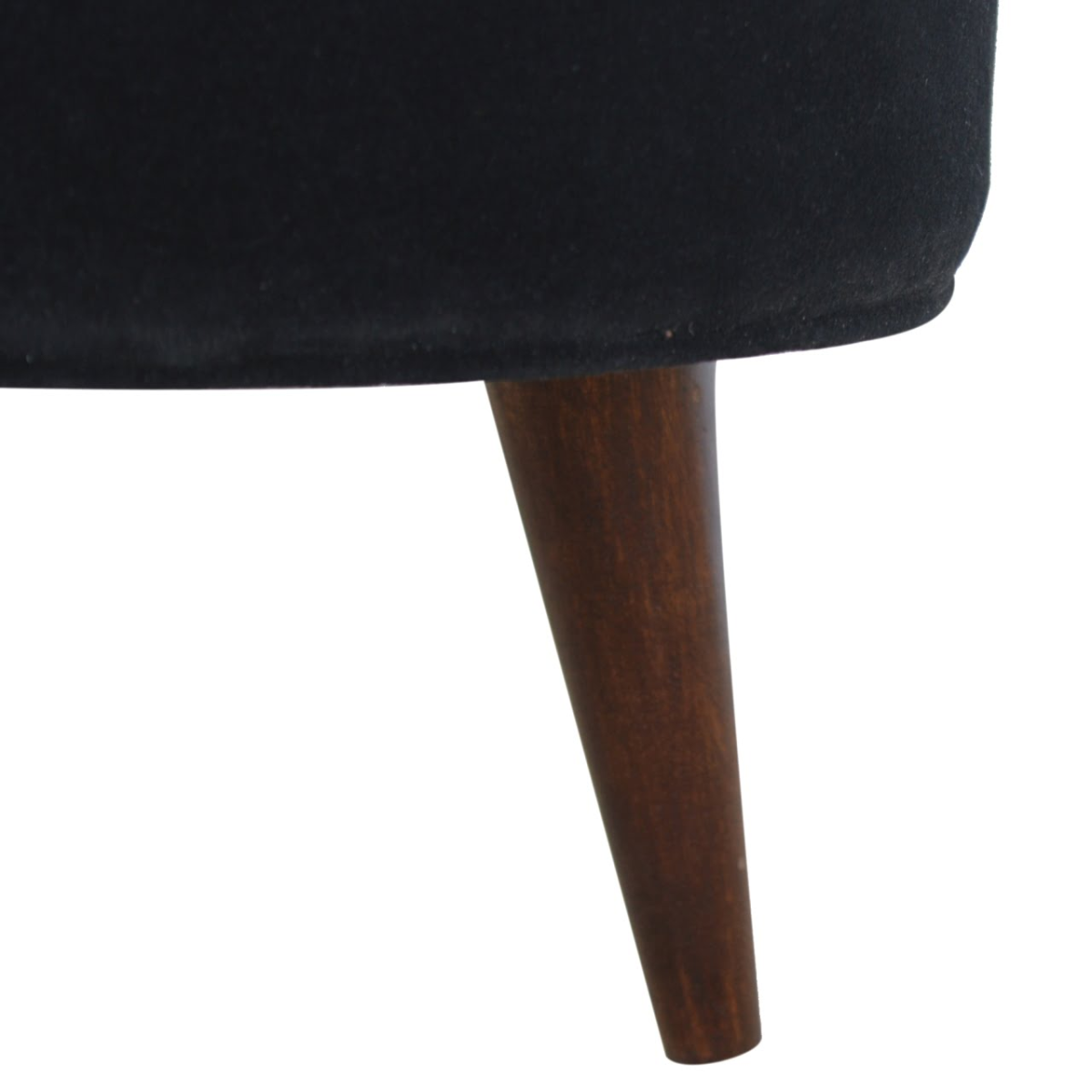 Solid Mango Wood Black Velvet Nordic Style Footstool - Image 8
