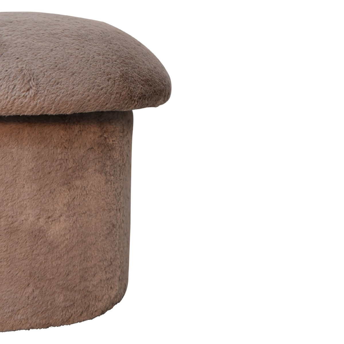 Solid Mango Wood Mocha Faux Fur Mushroom Footstool - Image 8