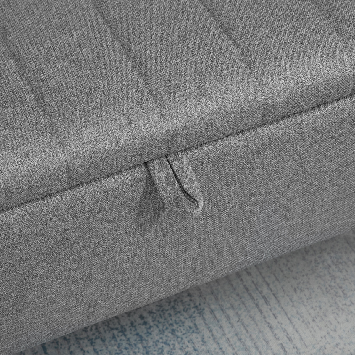 Storage Ottoman Bench, Linen Fabric Footstool with Steel Legs Grey - Image 7