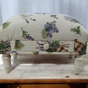 LAVENDER FABRIC FOOTSTOOL WITH DRAWER