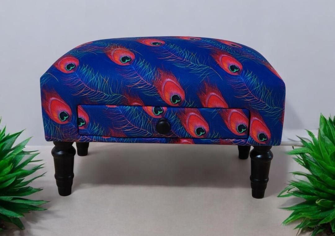 Feather Fabric Footstool With Drawer - Image 4