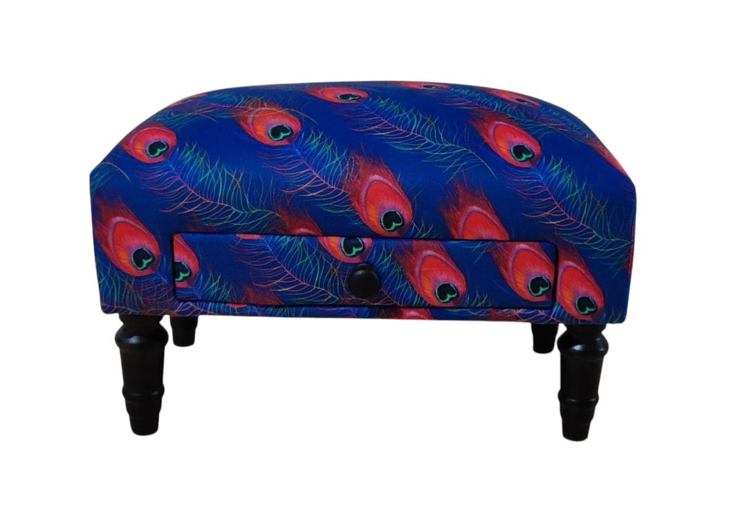 Feather Fabric Footstool With Drawer - Image 6