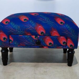 FEATHER FABRIC FOOTSTOOL WITH DRAWER