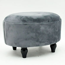 RED VELVET OVAL FOOTSTOOL
