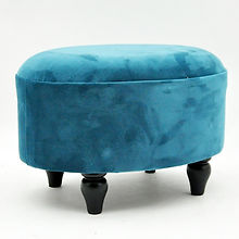 BLUE VELVET OVAL FOOTSTOOL