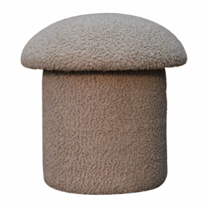 Solid Mango Wood Mud Boucle Mushroom Footstool