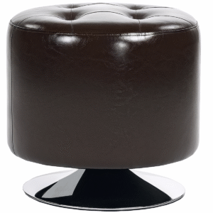 HOMCOM 360° Swivel Foot Stool PU Footstool with Thick Padding Brown