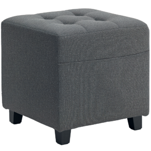 Small Footstool Square Ottoman with Padded Seat for Living Room Grey