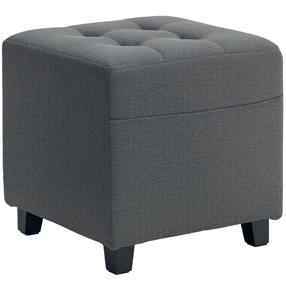 Small Footstool Square Ottoman with Padded Seat for Living Room Grey
