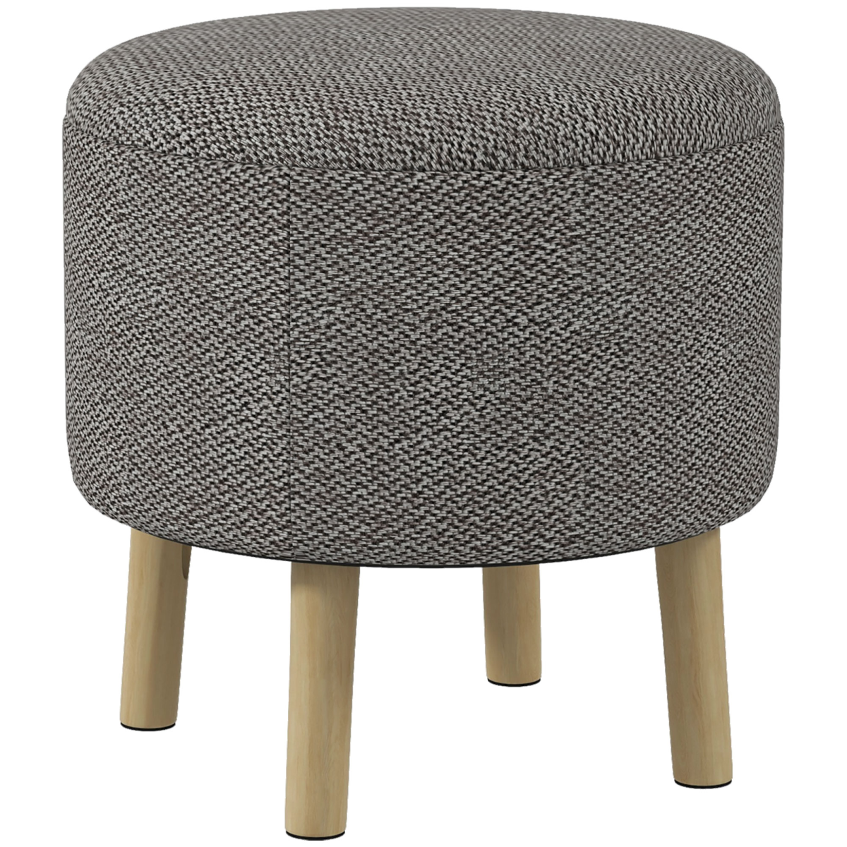 Storage Ottoman, Round Stool Chair with Cushioned Top, Hidden Space