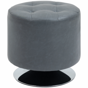 360 Swivel Foot Stool PU Ottoman w/ Thick Padding & Steel Base, Grey